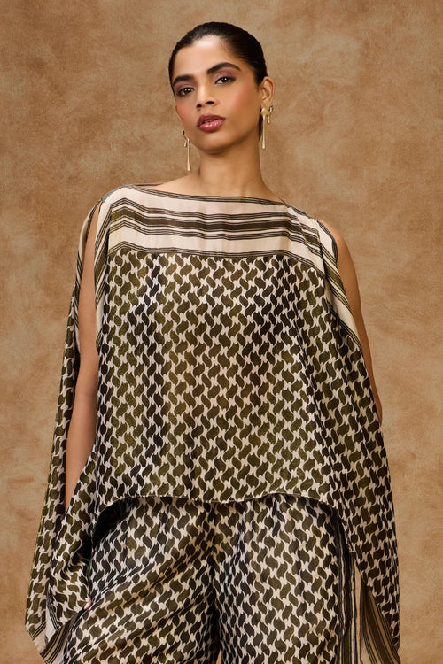 Olive Mosaic Kaftan Top