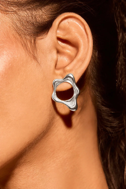 Silver Fluid Mini Earrings