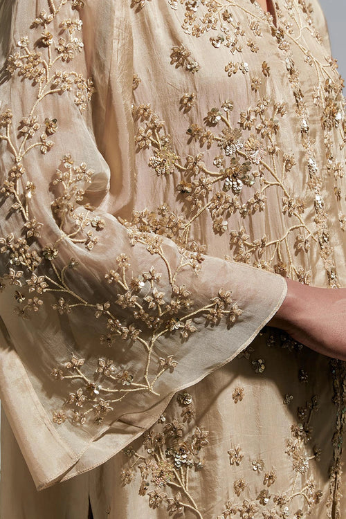 Embroidered Shell Silk Sharara Set