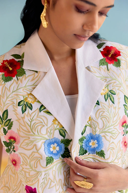 White Garden Bloom Waistcoat
