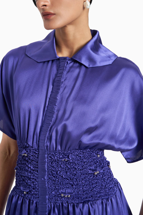 Yves Blue Bodycon Top With Wide Leg Pants