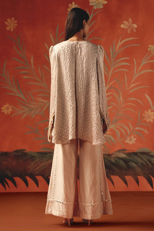 Moon Dust Peplum Belt Top with Chanderi Silk Palazzos