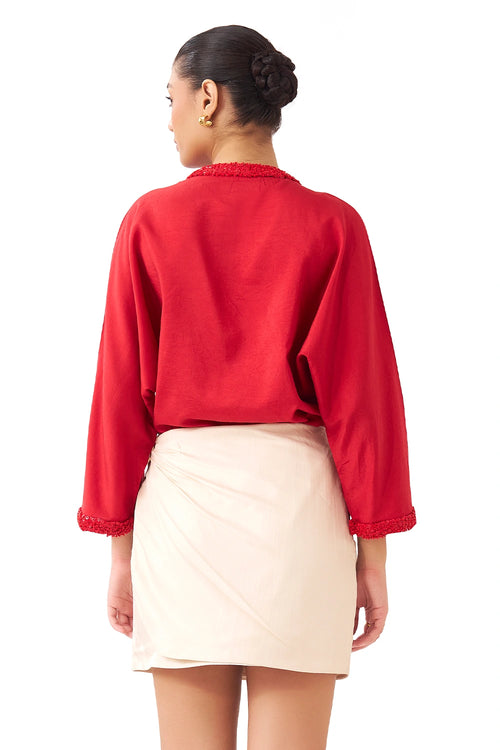 Red and Ivory Petal Co-ord Set
