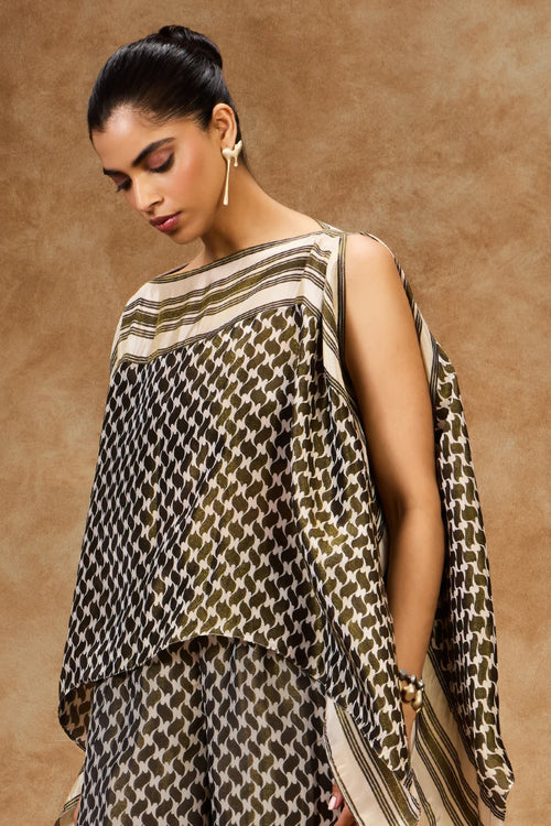 Olive Mosaic Kaftan Top