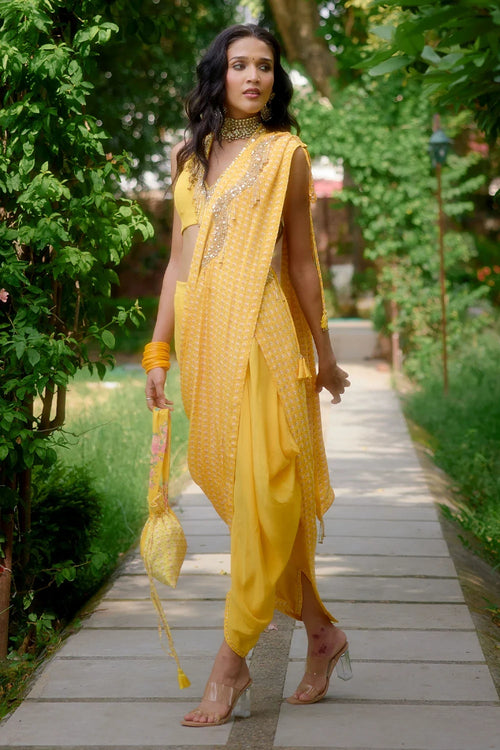 Haseena Yellow Saree