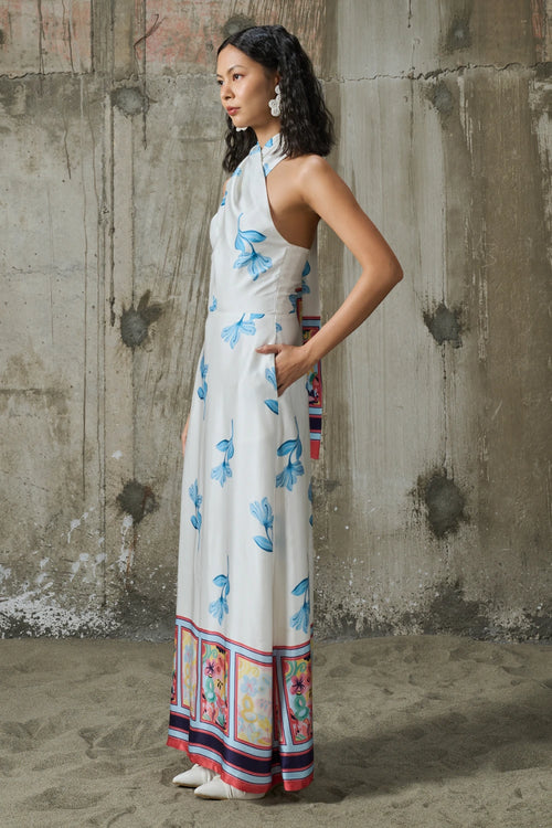 Blooming Edge Halter Neck Dress