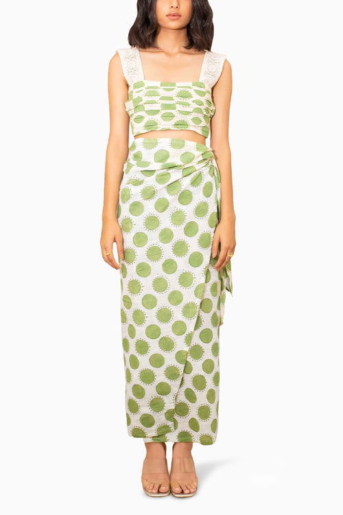 Sicily Cotton Green Poka Co-ord Set