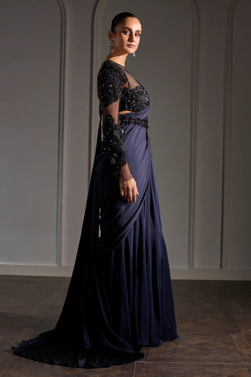 Midnight Magestic Draped Saree