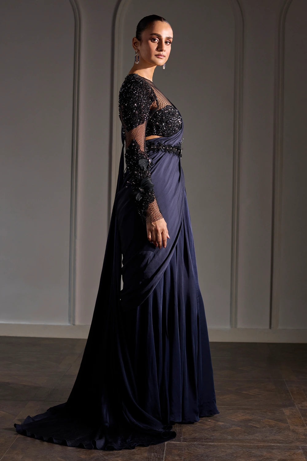 Midnight Magestic Draped Saree