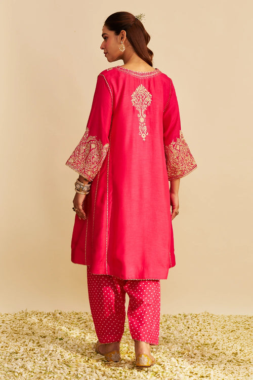 Niyah Hotpink Short Chauga with Salwar