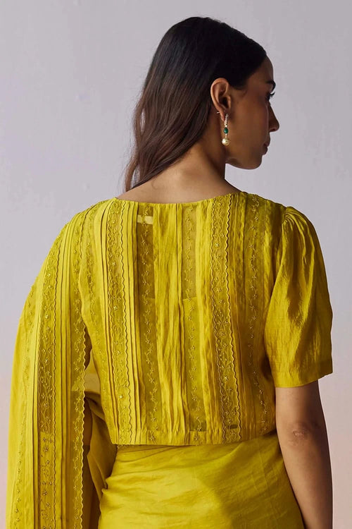 Whispering Ivy Embroidered Yellow Blouse