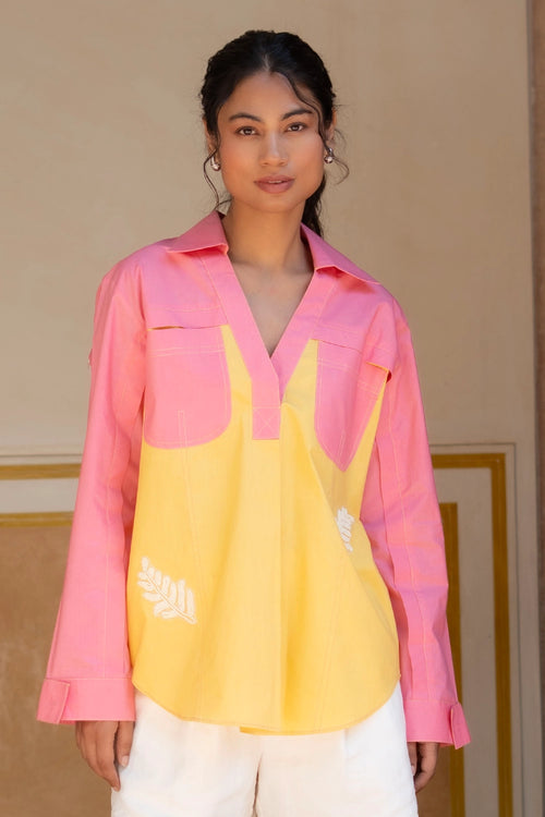 Yellow Pink Veinna Shirt