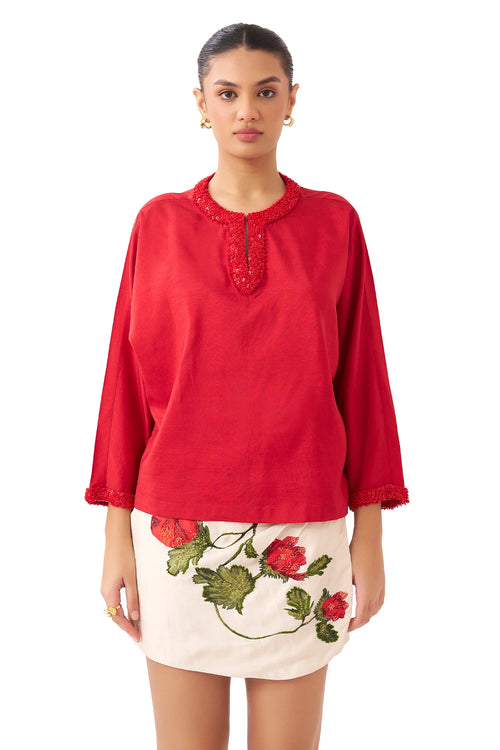 Red and Ivory Petal Co-ord Set