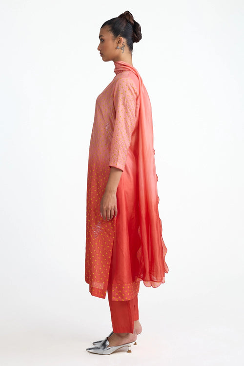 Mirror Embroidered Bandhani Suit Set