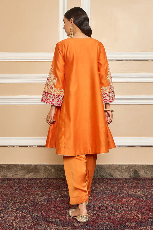 Mehrish Orange Short Chauga with Salwar