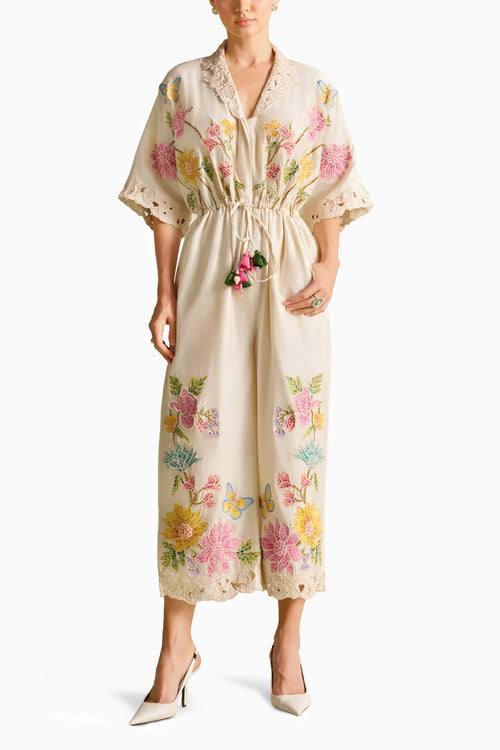 Ivory Mosaic Floral Jumpsuit