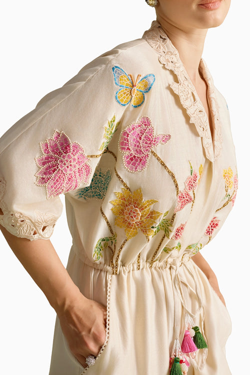 Ivory Mosaic Floral Jumpsuit