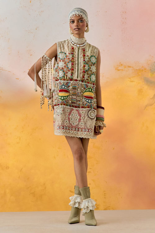 Multi Mural Mehru Embo Dress