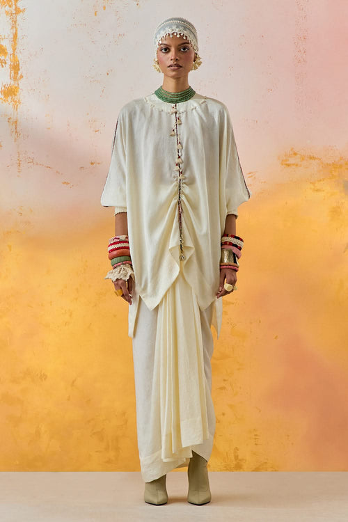 Mogra Mural Kuru Trapeze Kurta with Skirt Set