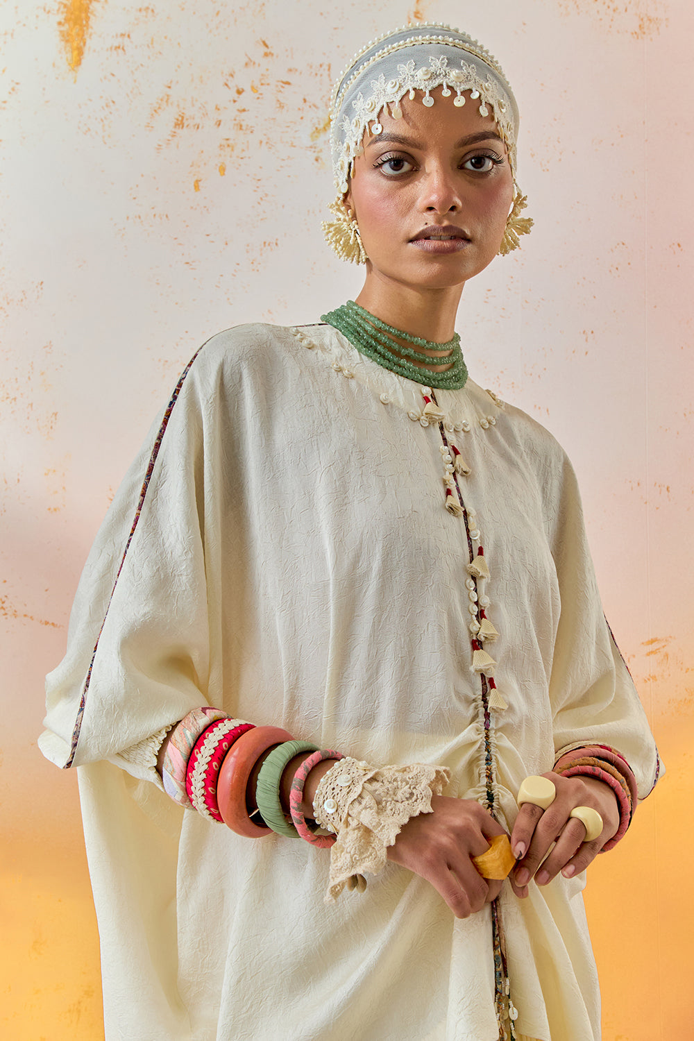 Mogra Mural Kuru Trapeze Kurta with Skirt Set