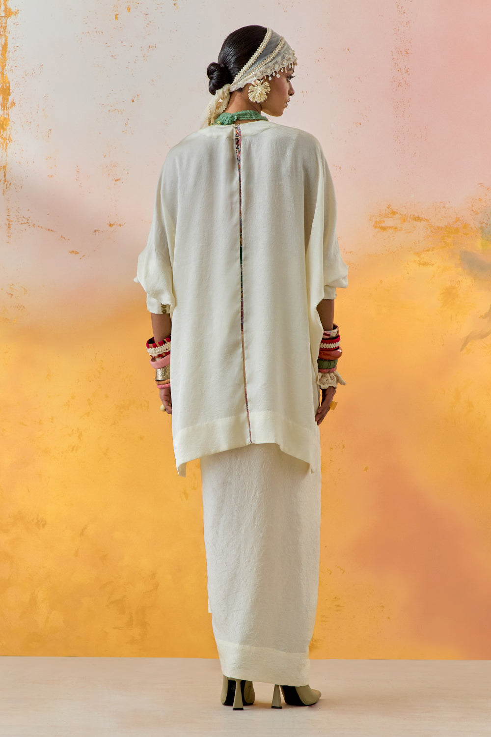 Mogra Mural Kuru Trapeze Kurta with Skirt Set