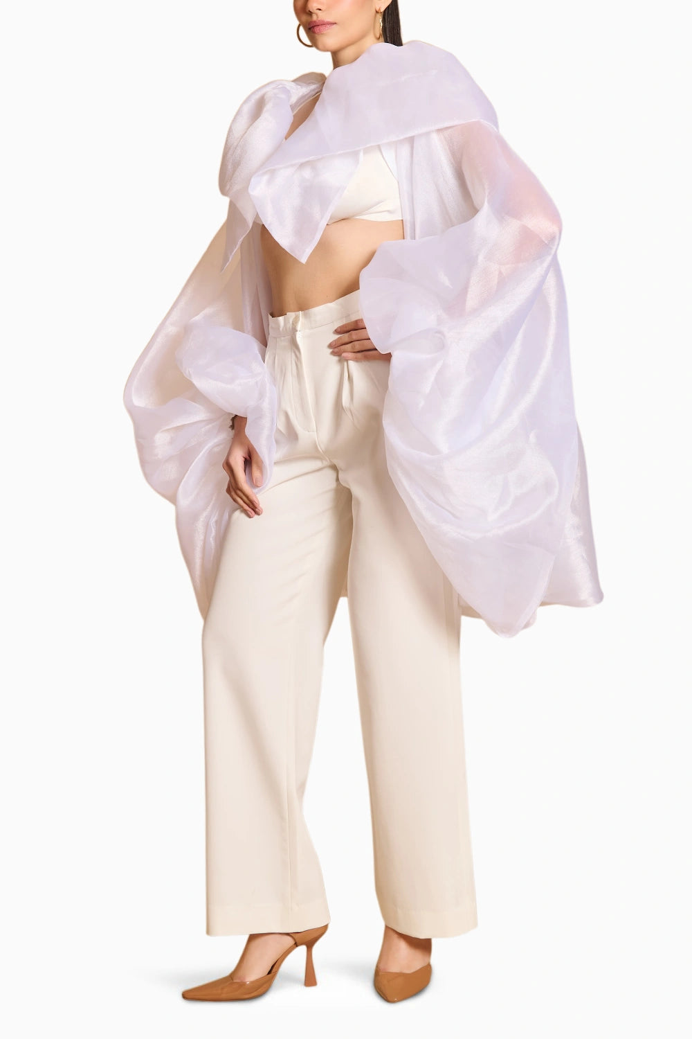 Spectrum Ivory Sheer Opera Jacket With Korean Pants