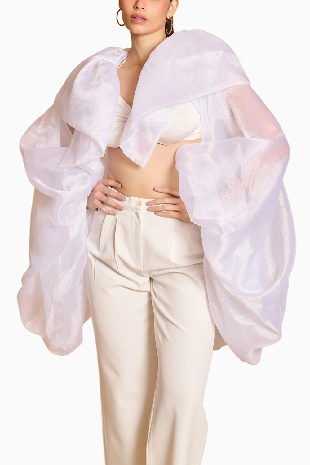 Spectrum Ivory Sheer Opera Jacket With Korean Pants