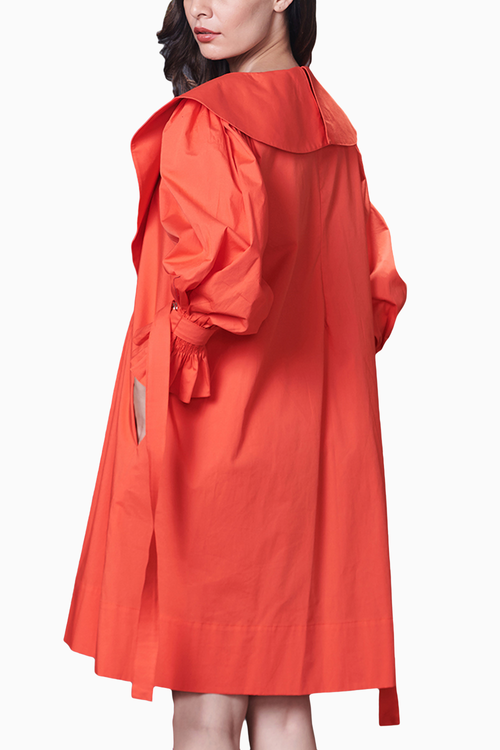 Orange Collar Embroidered Dress