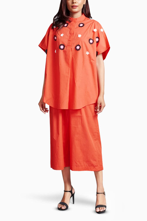Orange Embroidered Co-ord Set