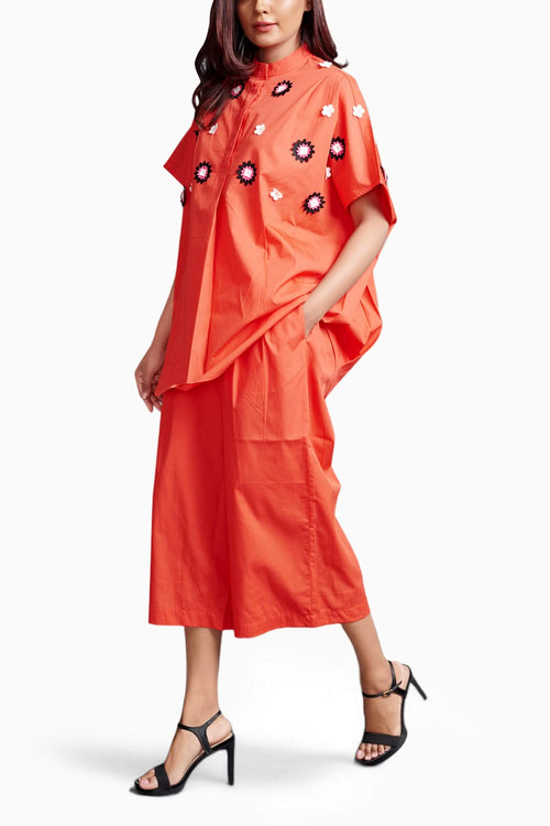 Orange Embroidered Co-ord Set