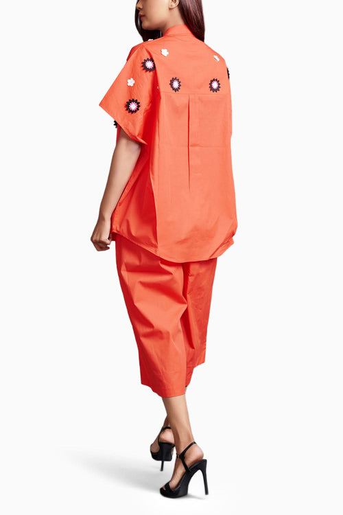 Orange Embroidered Co-ord Set