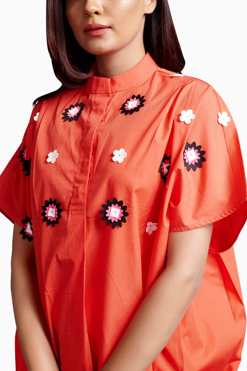 Orange Embroidered Co-ord Set