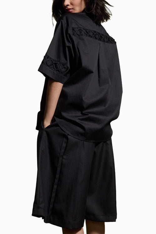 Shoelace Shirt and Pleated Shorts