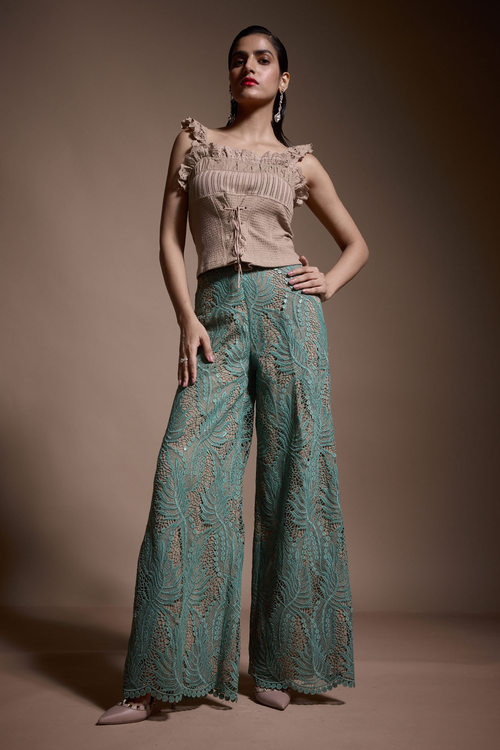 Knit Corset with Sequin Lace Pant
