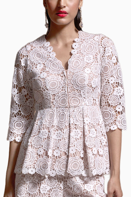 Sequin Lace Peplum Top
