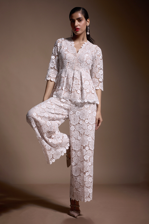 Sequin Lace Peplum Set