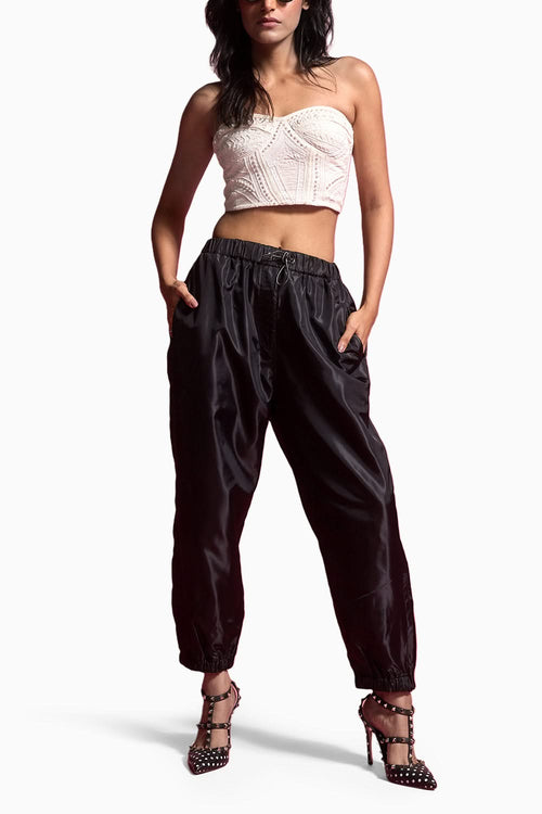Pearl Embroidered Ivory Bralette with Parachute Pant