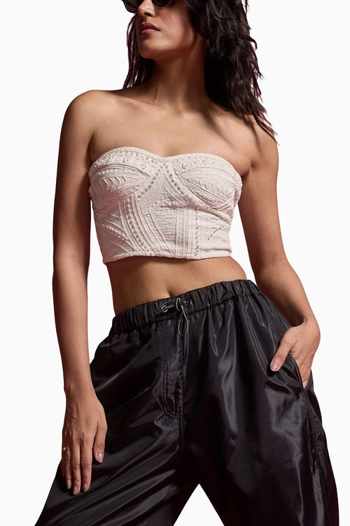 Pearl Embroidered Ivory Bralette