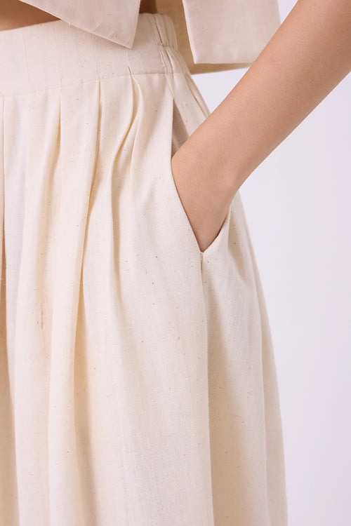 Takumi Off White Handwoven Pleated Pants