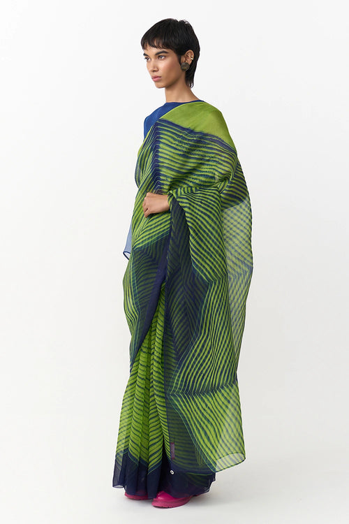 Tera Navy Green Saree