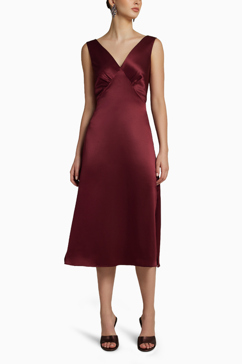 Burgundy Silk Slip Dress