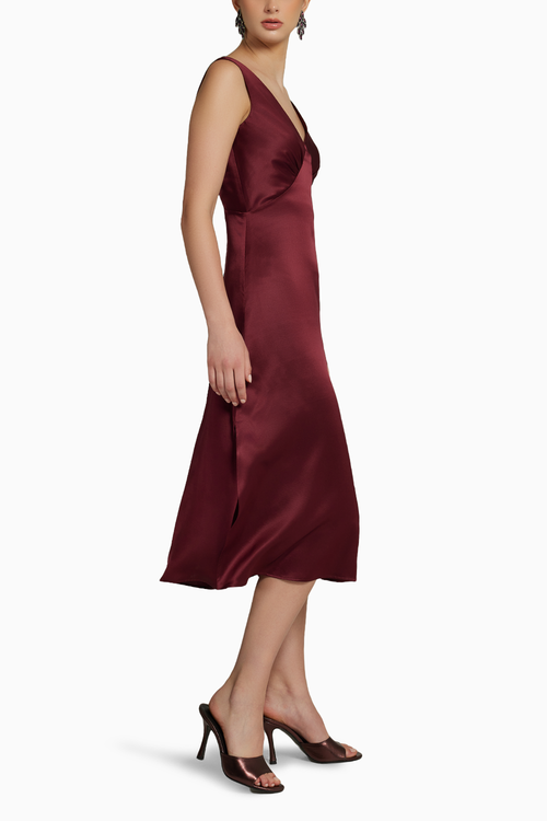 Burgundy Silk Slip Dress