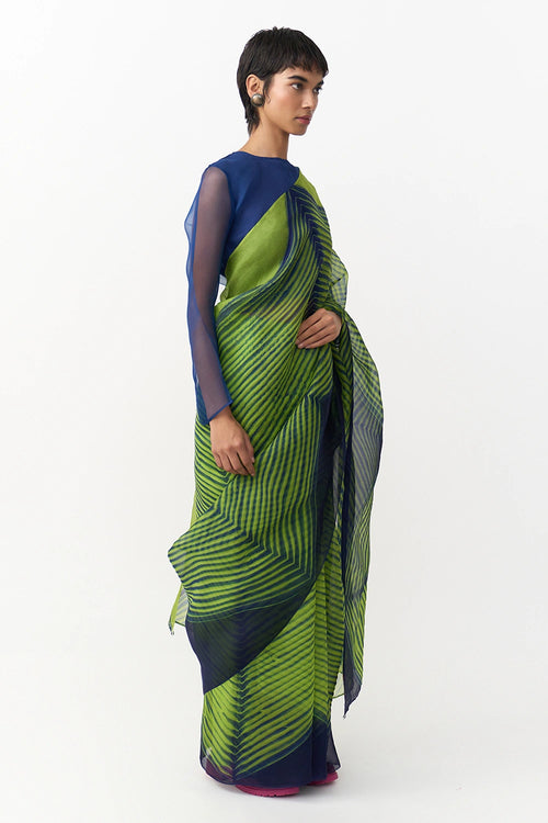 Tera Navy Green Saree