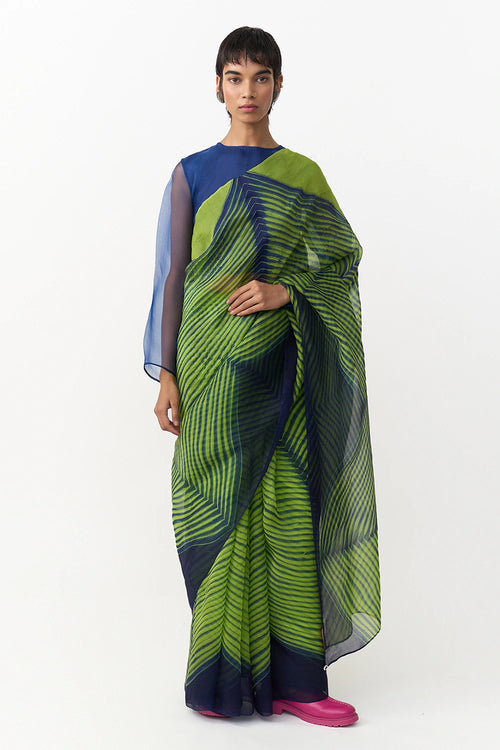 Tera Navy Green Saree