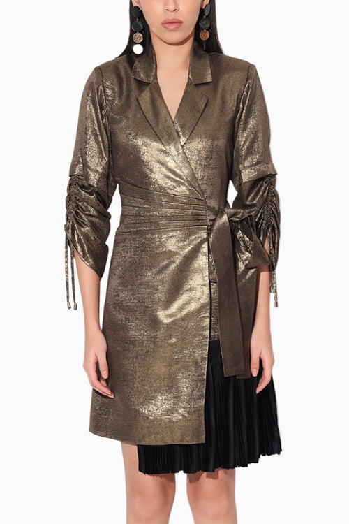 Nebula Gold Wrap Jacket Dress