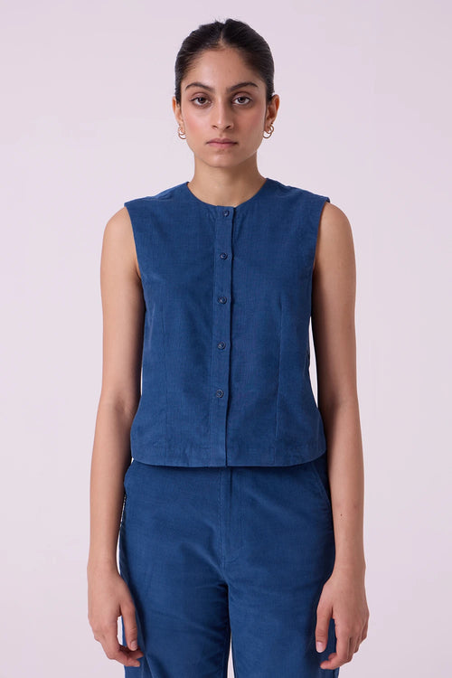 Wotton Blue Needlecord Top