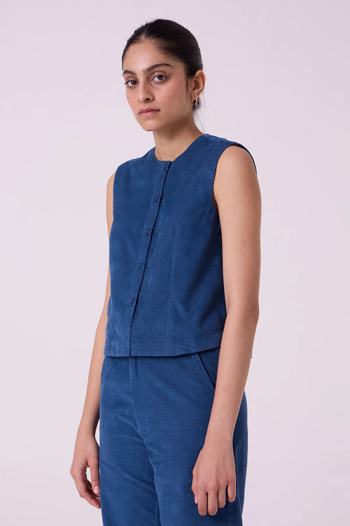 Wotton Blue Needlecord Top