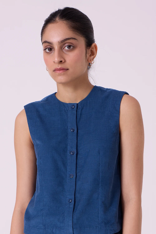 Wotton Blue Needlecord Top