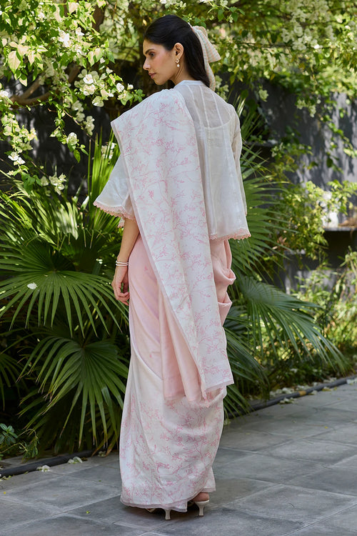 Once-Upon-a-Garden Pink Saree With Blouse