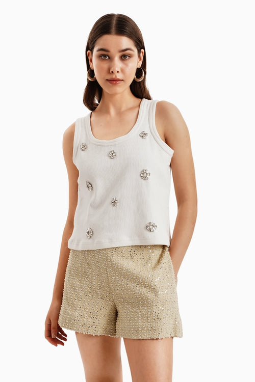 Taupe Denim Shorts